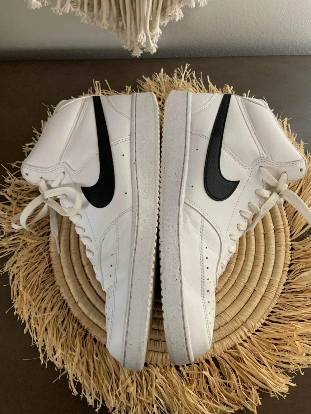 NIKE Men’s Court Vision Mid Sneakers White Black Size 10.5